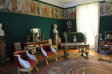 Chateau de Malmaison, 1800, room for the Empress Josephine, on the cusp between Directoire and Empire style Chateau de Malmaison - Appartement de Josephine 003.jpg