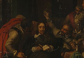 A portion of Hippolyte Delaroche's 1836 oil painting Charles I Insulted by Cromwell's Soldiers Charles I Insulted by Cromwell's Soldiers.jpg