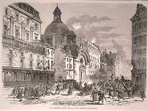 Fighting directly in front of the church on 25 May 1871 during the Paris Commune
