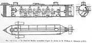 Cutaway drawing of H. L. Hunley by William Alexander