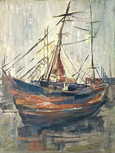 Sul molo, 1910, olio su tavola