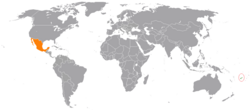 Карта с указанием местоположения Фиджи и Мексики
