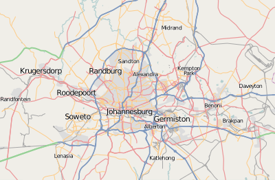 Mapa de localización de Gran Johannesburgo