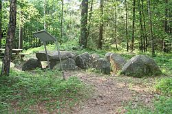 Das Großsteingrab Steden 2 ist eine Station des Umwelt- und Vorgeschichtswegs Seemoor