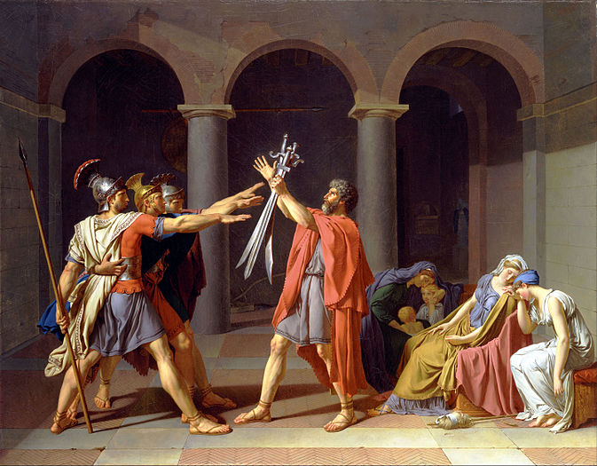 Oath of the Horatii by Jacques-Louis David and his pupil, Anne-Louis Girodet de Roussy-Trioson