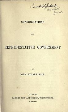 Джон Стюарт Милль, Соображения о представительном правительстве (1-е изд, 1861 г., титульный лист) .jpg