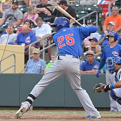 Soler batting for the Iowa Cubs in 2014 Jorge Soler on August 4, 2014.jpg