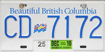 English: British Columbia license plate França...