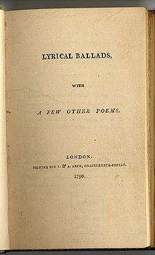 Lyrical Ballads, with a few other poems, by William Wordsworth and Samuel Taylor Coleridge Lyrical Ballads.jpg