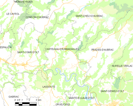 Mapa obce Castelnau-de-Mandailles