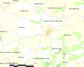 Mapa obce Blanzac-Porcheresse