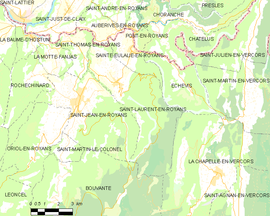 Mapa obce Saint-Laurent-en-Royans