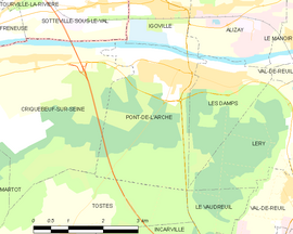 Mapa obce Pont-de-l’Arche
