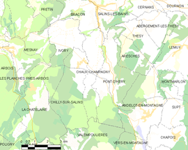 Mapa obce Chaux-Champagny