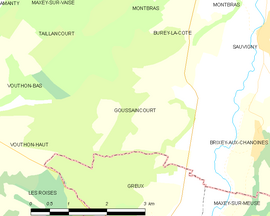 Mapa obce Goussaincourt