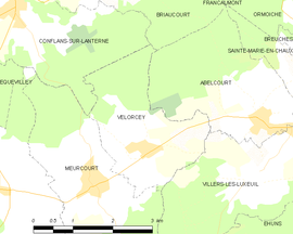 Mapa obce Velorcey