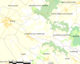 Mapa obce Domfront-en-Champagne