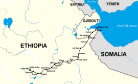 Peta kereta api Addis Ababa–Djibouti