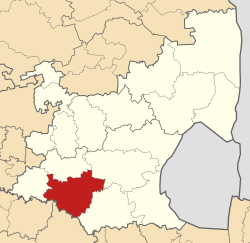 Kaart van Suid-Afrika wat Lekwa in Mpumalanga aandui