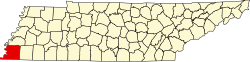 map of Tennessee highlighting Shelby County