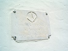 Plaque of Lodge St. George, the 1797 Masonic Lodge which has been housed in Bermuda's former State House since 1815 Masonic Plaque - State House - Bermuda.jpg