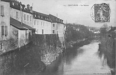 Mauléon, vue du Saison vers l'aval depuis le pont des Galeries (1910)