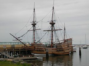 The Mayflower II, a replica of the original Ma...