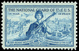 Национальная гвардия США выпускает 3 цента 1953 года. Национальная гвардия США - На войне - Мирно - старейшая военная организация США.