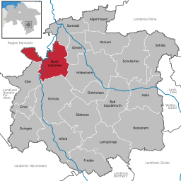 Läget för kommunen Nordstemmen i Landkreis Hildesheim