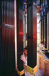 Nuclear fuel assemblies being inspected before entering a pressurized water reactor in the United States Nuclear-Fuel.jpg