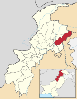 Karte von Pakistan, Position von Distrikt Mansehra hervorgehoben