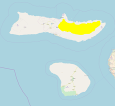 Rozšíření šatovníka na ostrově Molokai (žlutě)