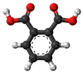 Ball-and-stick model of the phthalic acid molecule
