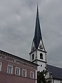 Prien am Chiemsee, tower of the catholic church (die Pfarrkirche Mariä Himmelfahrt)