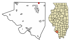 Location of Tilden in Randolph County, Illinois.