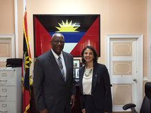 Governor-General Sir Rodney Williams with EU ambassador Daniela Tramacere, 2017 Rodney Williams and Daniela Tramacere.png