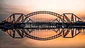 Lansdowne Bridge and Ayub Bridge connecting the cities of Rohri and Sukkur in Sindh, Pakistan.