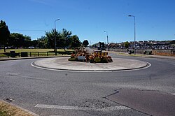 Roundabout and cemetery in Carrignafoy