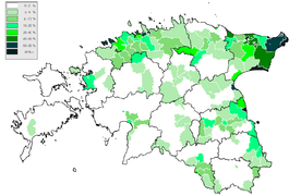 Carte où apparaissent en vert de nombreuses zones, principalement à l'est.