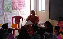 Sakuntala conducting an introductory session on consumer rights to the stewards of an UNDEF project