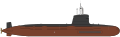 Profil de silhouette du sous-marin de classe Kalvari.