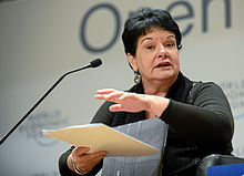 Sharan Burrow leads the International Trade Union Confederation, which represents labor union members worldwide, via each national group including the AFL-CIO. Sharan Burrow World Economic Forum 2013.jpg