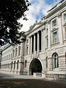 The Embankment terrace entrance to the Strand Campus overlooking the River Thames, originally designed by Sir William Chambers, was completed by Sir Robert Smirke in 1835 Strand102.jpg