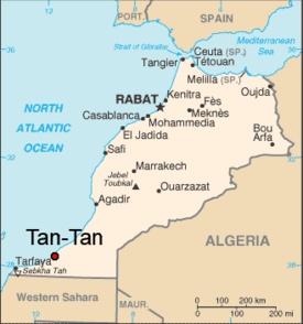 Localização de Tan-Tan em Marrocos