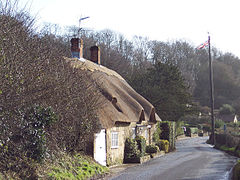 Thatched Cottage and Maypole - geograph.org.uk - 314401.jpg