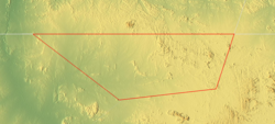 Topographic map of Bir Tawil (outlined in red)