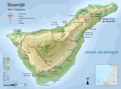 Carte topographique de Tenerife.