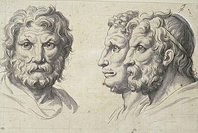 Charles Le Brun, Trois têtes d'hommes en relation avec le lion.