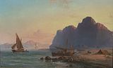 Coastal Scene with fishing and other boats off Gibraltar (1854)