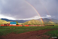 The village with a rainbow